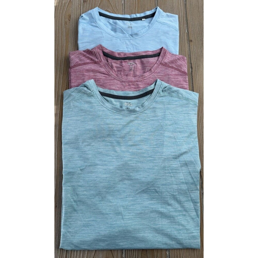 Menβs DSG Activewear Gym Running Short sleeve Tees - XL - Blue Green Fuchsia - 3